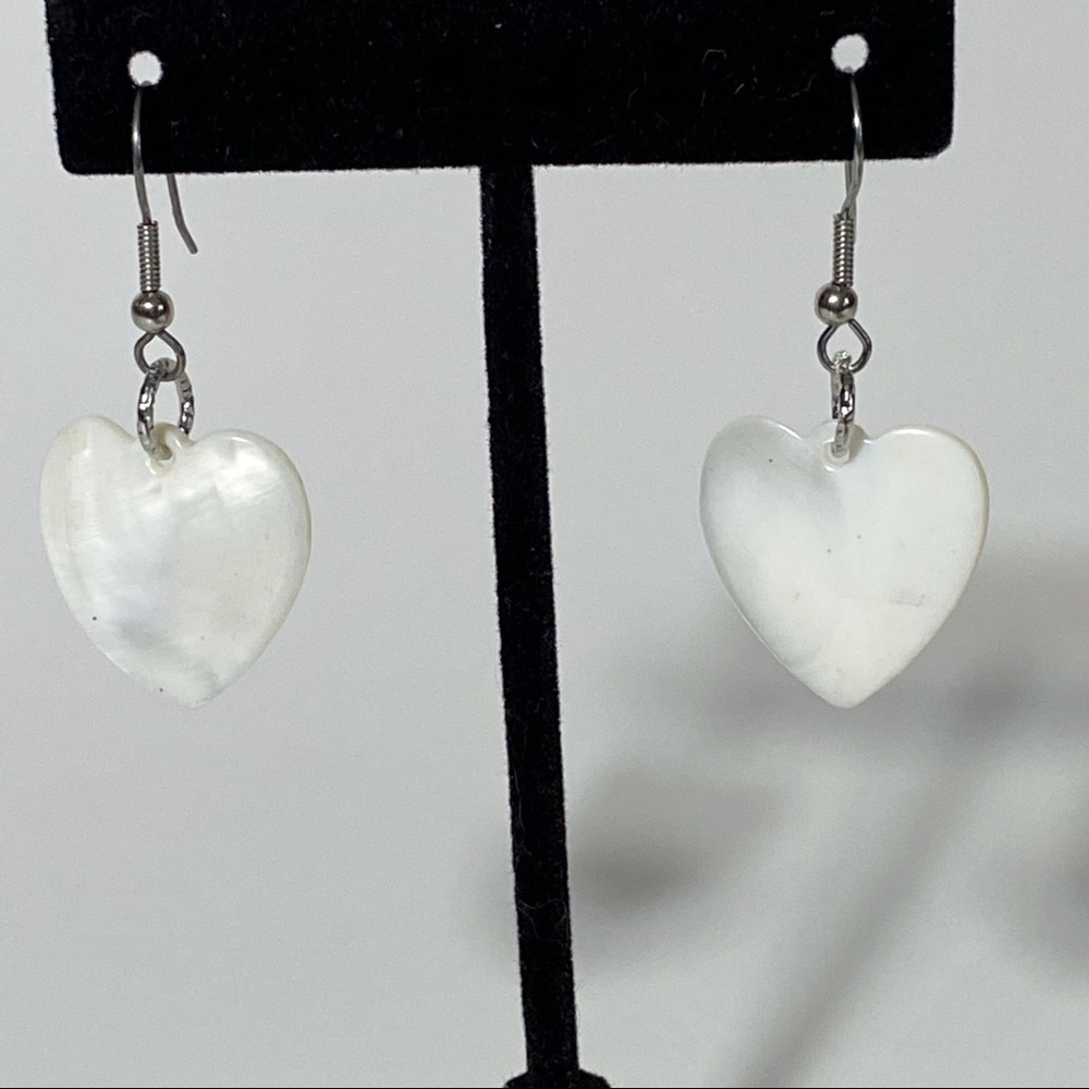 Natural White Sea Shell Heart Shaped Earrings